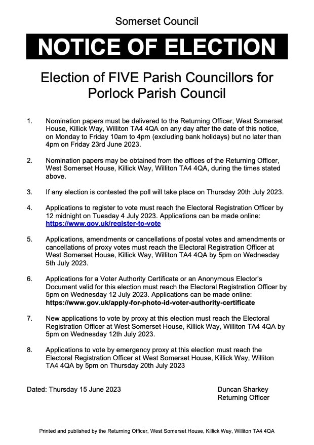 Election Notice for Five Councillors - 16th of June